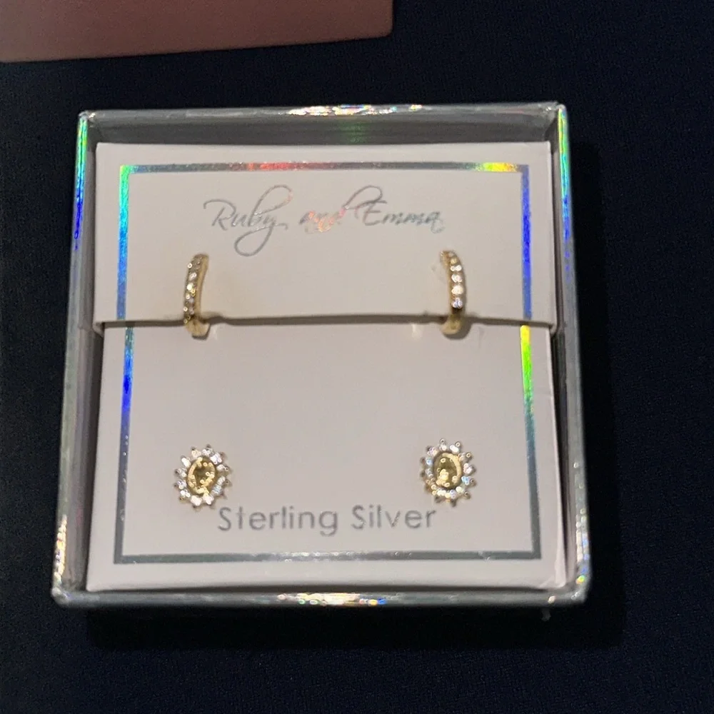 🆕 2 pairs Ruby & Emma Sterling Silver Earrings